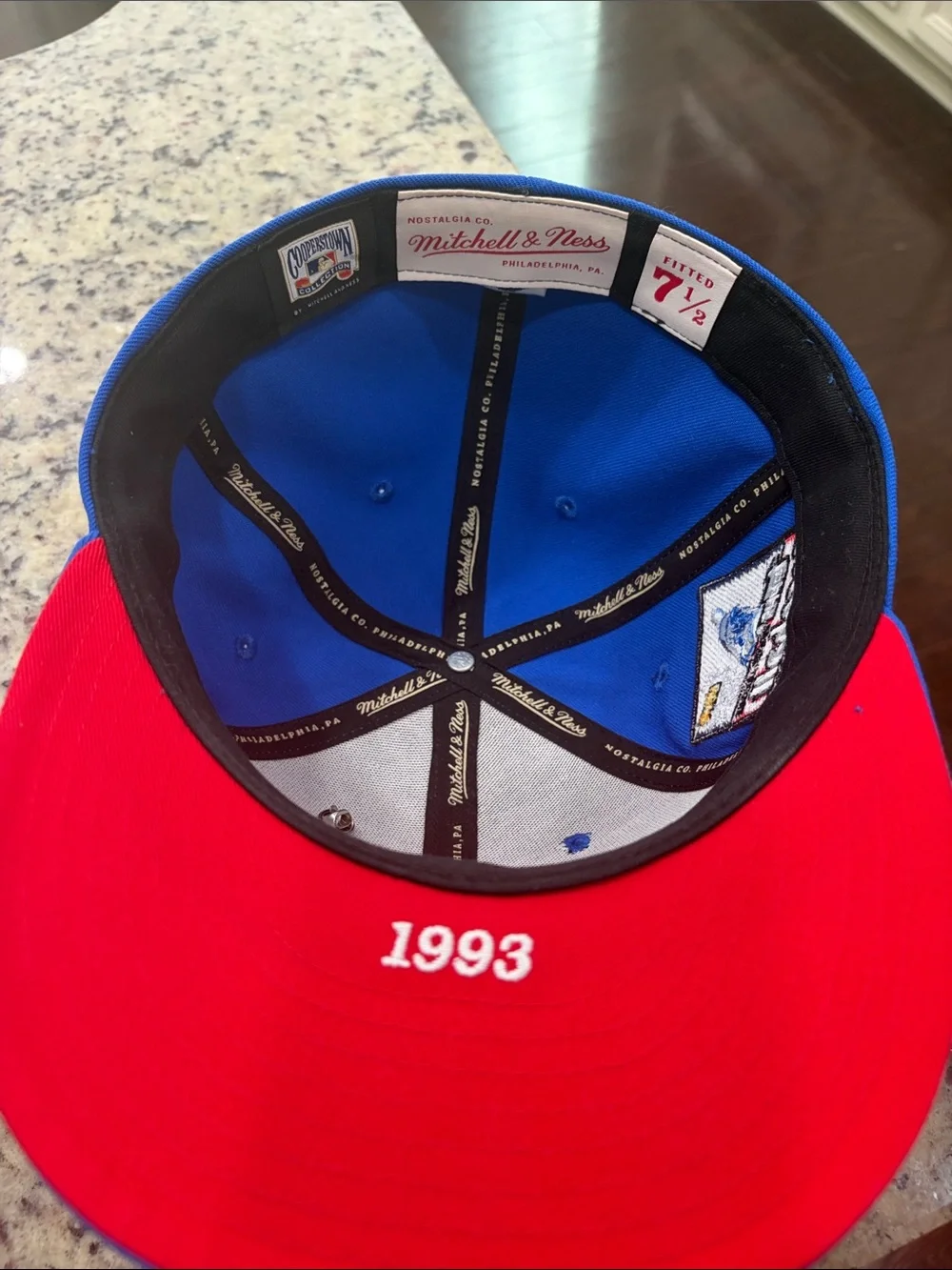 Mitchell & Ness Atlanta Script Royal Blue Snapback Hat
